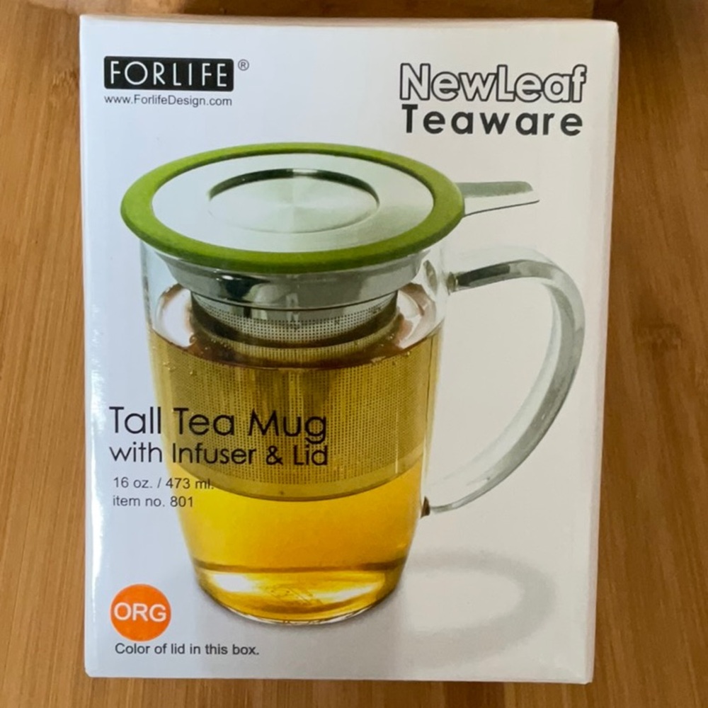 FORLIFE NewLeaf Teaware. Tall tea mug with infuser & lid.  Orange lid. NIB/NWT. - Picture 2 of 5